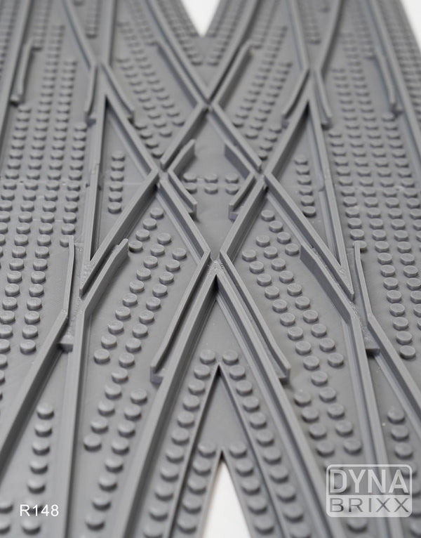 Ballastierte Hosenträger-Kreuzung Radius R148 | L-Gauge | Dynabrixx
