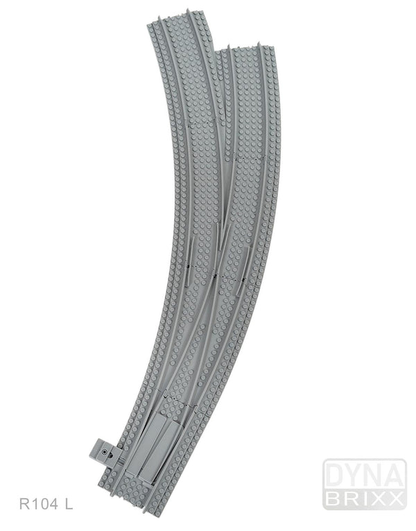 Ballastierte Bogenweiche Radius R104 links | L-Gauge | Dynabrixx