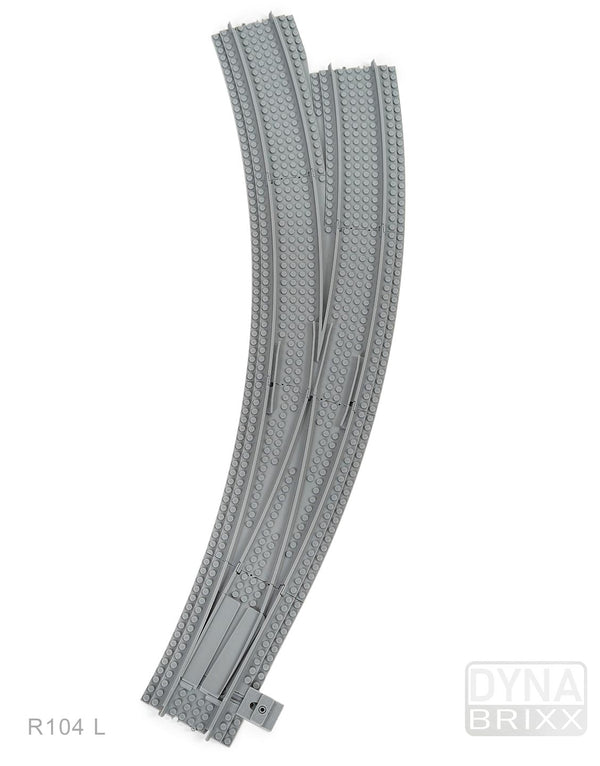 Ballastierte Bogenweiche Radius R104 links | L-Gauge | Dynabrixx