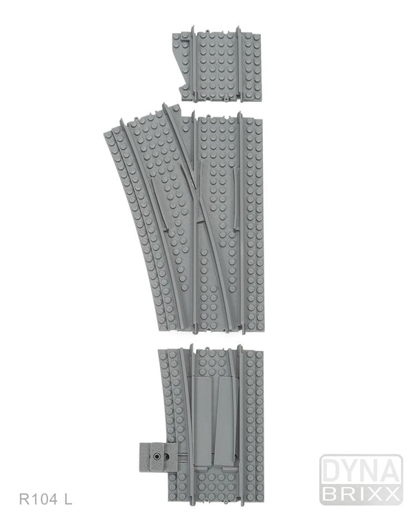 Ballastierte Weiche Radius R104 links | L-Gauge | Dynabrixx