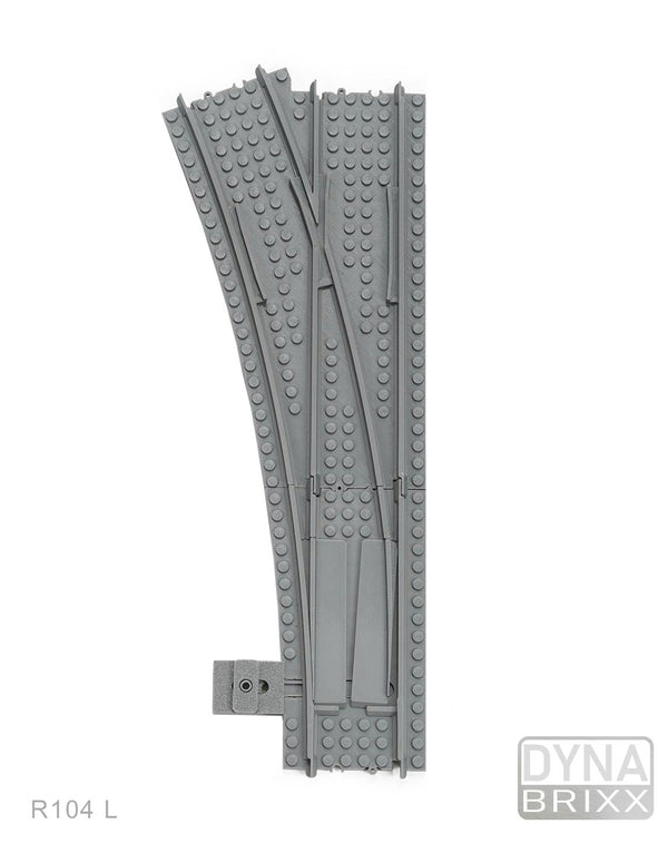Dynabrixx L-Gauge R104 Weiche links mit Semi-Ballastierung Schalter innen