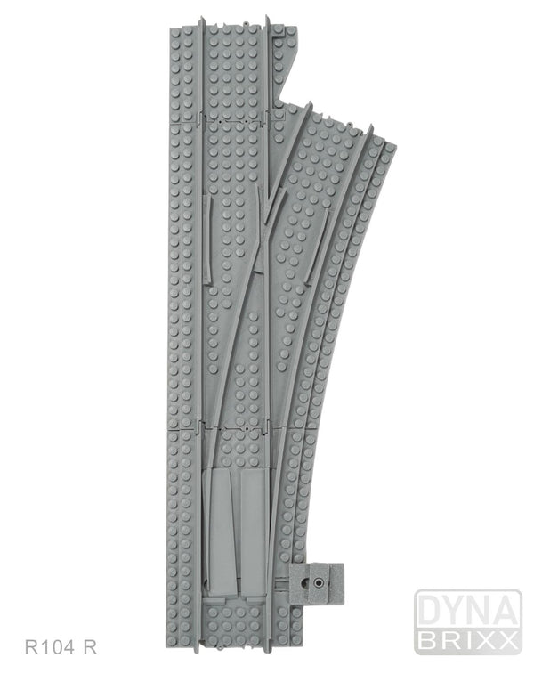 Ballastierte Weiche Radius R104 rechts | L-Gauge | Dynabrixx