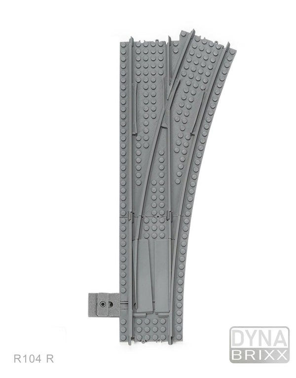 Dynabrixx L-Gauge R104 Weiche rechts mit Semi-Ballastierung Schalter aussen