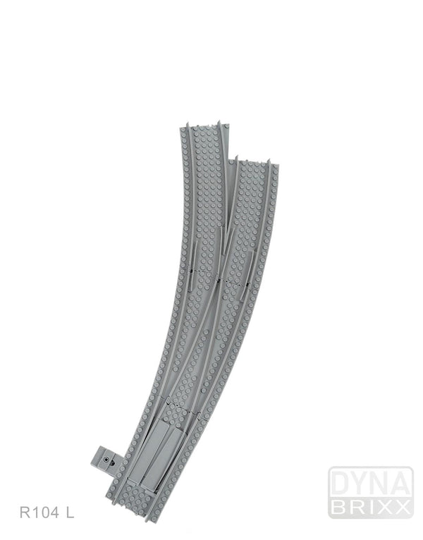 Semi-ballastierte Bogenweiche Radius R104 links | L-Gauge | Dynabrixx