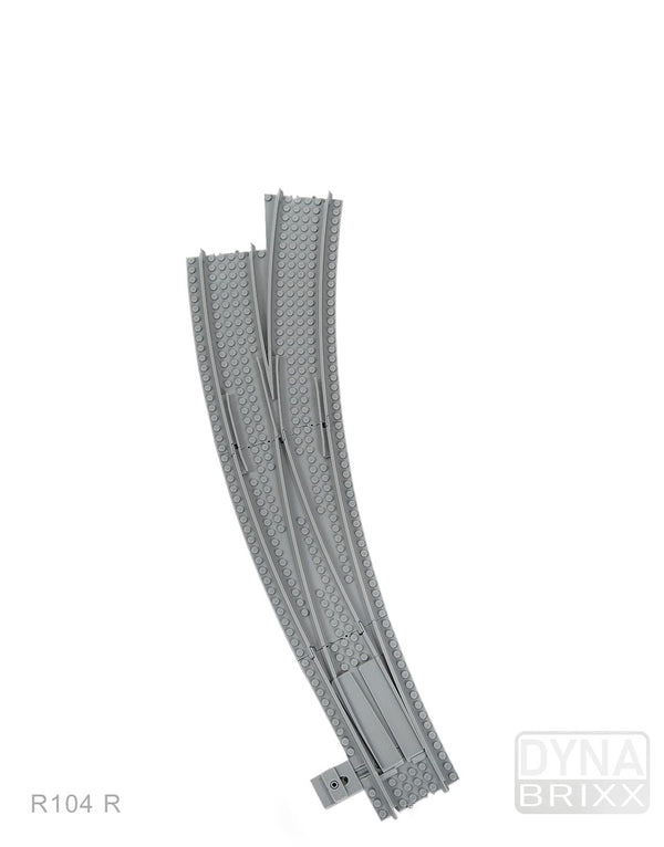 Semi-ballastierte Bogenweiche Radius R104 rechts | L-Gauge | Dynabrixx
