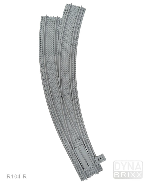 Ballastierte Bogenweiche Radius R104 rechts | L-Gauge | Dynabrixx