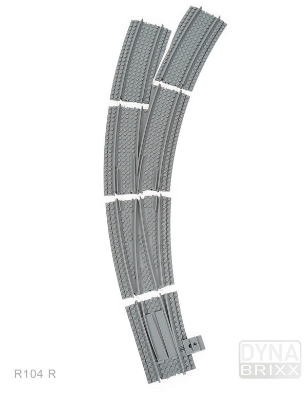 Ballastierte Bogenweiche Radius R104 rechts | L-Gauge | Dynabrixx
