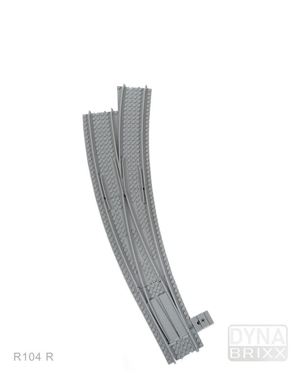 Semi-ballastierte Bogenweiche Radius R104 rechts | L-Gauge | Dynabrixx