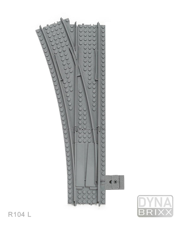Dynabrixx L-Gauge R104 Weiche links mit Semi-Ballastierung Schalter aussen