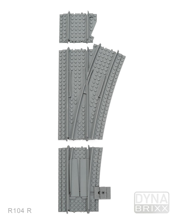 Ballastierte Weiche Radius R104 rechts | L-Gauge | Dynabrixx