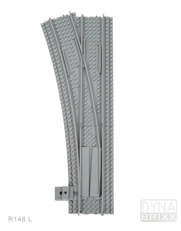 Ballastierte schlanke Weiche Radius R148 links | L-Gauge | Dynabrixx