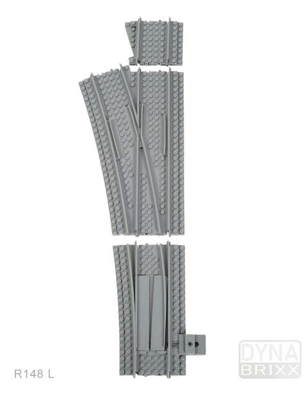 Ballastierte schlanke Weiche Radius R148 links | L-Gauge | Dynabrixx