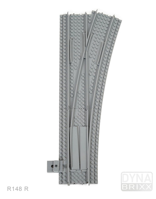Ballastierte schlanke Weiche Radius R148 rechts | L-Gauge | Dynabrixx