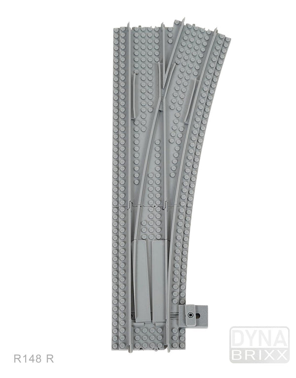 Ballastierte schlanke Weiche Radius R148 rechts | L-Gauge | Dynabrixx